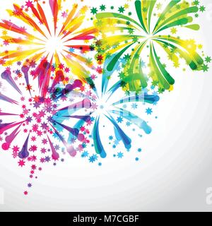 Background with bright colorful fireworks and salute Stock Vector