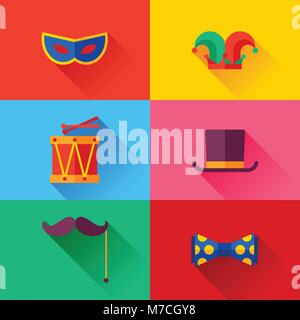 Celebration carnival set of flat icons and objects Stock Vector