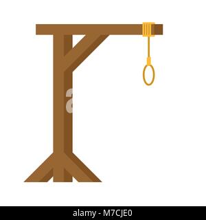 Gallows are isolated. Wooden post and loop. Stock Vector