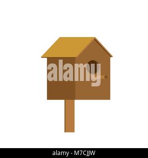 Starling house is isolated. House for birds. Vector illustration Stock Vector