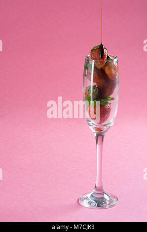 Close-up of strawberries in a stem glass Stock Photo