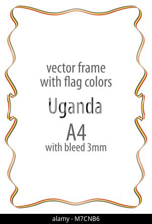 Frame and border of ribbon with the colors of the Uganda flag Stock Vector