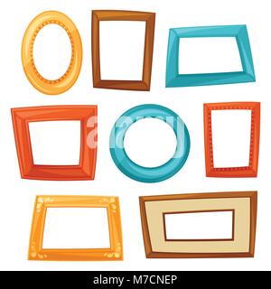 Set of color various frames on white background Stock Vector