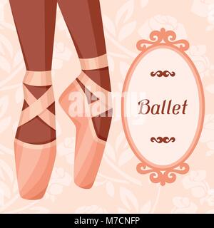 Invitation card to ballet dance show with pointe Stock Vector