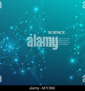Technology and science background.  Abstract web and nodes. Business template banner cover. Medical background. Plexus atom structure. Vector illustra Stock Vector