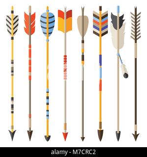 Ethnic set of indian arrows in native style Stock Vector