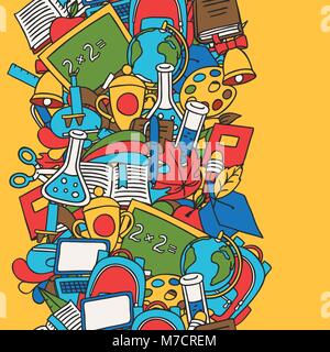 School seamless pattern with education hand drawn doodles Stock Vector