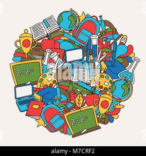 School background with education hand drawn doodles Stock Vector