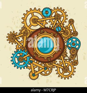 Steampunk collage of metal gears in doodle style Stock Vector Image ...
