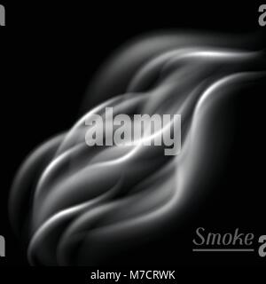 Realistic vector illustration of smoke on black background Stock Vector