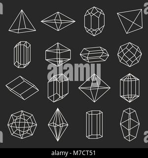 Set of geometric crystals gem and minerals Stock Vector