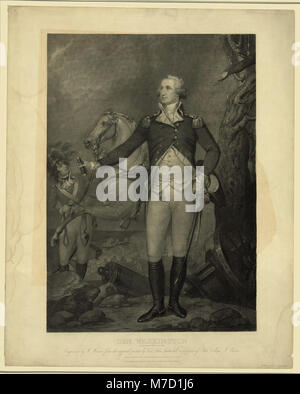 Gen. Washington (on the battle field at Trenton) - engraved by W. Warner from the original picture by Col. John Trumbull in possession of Yale College N. Haven. LCCN2006678634 Stock Photo