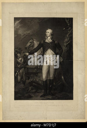 Gen. Washington (on the battle field at Trenton) - engraved by W. Warner from the original picture by Col. John Trumbull in possession of Yale College N. Haven. LCCN2006678636 Stock Photo