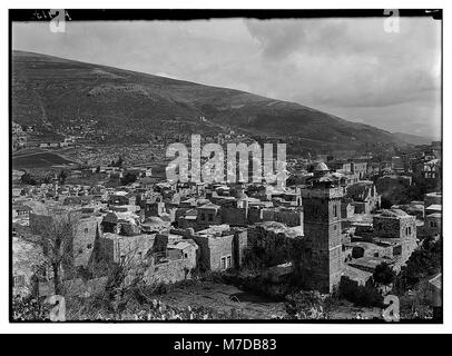 Jerusalem to Galilee via Samaria. Nablus. (Showing bases of Mount Ebal & Mount Gerizim) LOC matpc.05931 Stock Photo