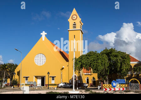 Kralendijk, Bonaire - January 27th, 2018: The St. Bernard Church, a catholic church at Kralendijk the capital of the Caribbean island of Bonaire, a te Stock Photo