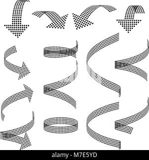 Set of vector arrow icons. Dotted halftone graphic effect. Stock Vector