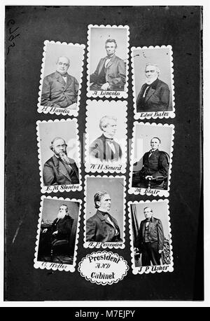President and Cabinet- H. Hamlin, A. Lincoln, Edw'd Bates, E.M. Stanton, W.H. Seward, M. Blair, G. Welles, W.P. Fessenden, and J.P. Usher LOC cwpb.07614 Stock Photo