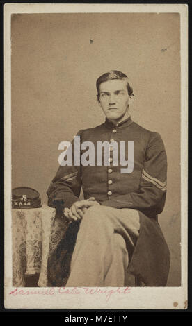 Sergeant Samuel Cole Wright of Co. E, 29th Massachusetts Infantry Regiment, seated in uniform LCCN2017659678 Stock Photo