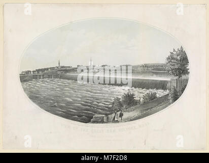 View of the great dam, Holyoke, Mass. From South Hadley Falls - J. Bowker del. LCCN93503236 Stock Photo