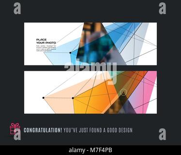 Abstract vector set of modern horizontal website banners with colourful triangle Stock Vector