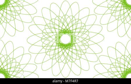 Vector seamless pattern from green simple guilloche on white background. Geometric mandala Stock Vector