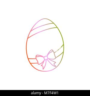 Vector easter egg with ribbon and bow. Line art Easter gift design Stock Vector