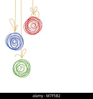 Vector hand drawing sketch Christmas tree balls. Illustration of Christmas greeting invitation card from three Christmas balls Stock Vector