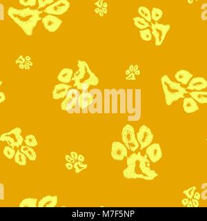 Vector seamless pattern from yellow dogs footprint. Dog paw print Stock Vector