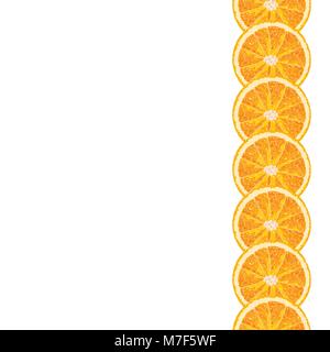 Vector seamless decorative vertical border of orange slices. Realistic citrus background Stock Vector