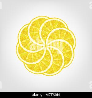 Vector illustration of round from lemon slice. Citrus background Stock Vector