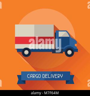 Cargo delivery icon on background in flat design style