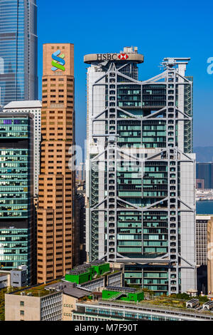 The HSBC Building, designed by Norman Foster, Hong Kong Stock Photo