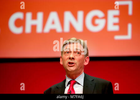 Scottish Labour leader Richard Leonard addresses delegates at the Scottish Labour Party Conference in the Caird Hall, Dundee. Stock Photo