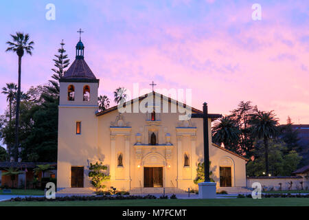 Exterior of Church of Mission Santa Clara de Asis Stock Photo