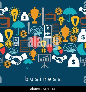 Business and finance seamless pattern from flat icons Stock Vector