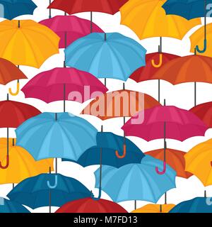 Seamless pattern with colored umbrellas for background design Stock Vector