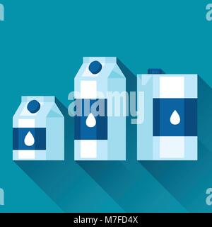 Illustration with packaging of milk in flat design style Stock Vector
