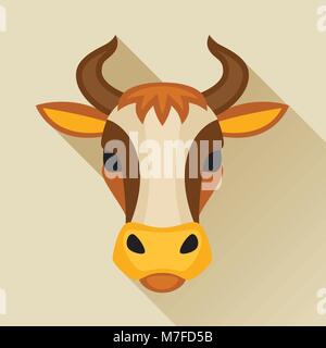 Illustration with cow head in flat design style Stock Vector