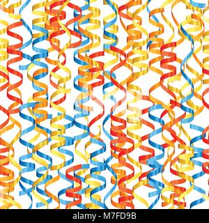 Celebration carnival seamless pattern with colored streamers Stock Vector
