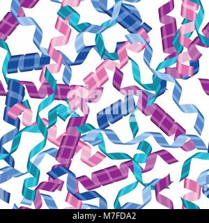 Celebration carnival seamless pattern with colored streamers Stock Vector