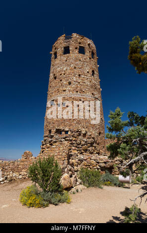 Desert View Watchtower, also known as the Indian Watchtower at Desert View, Grand Canyon South Rim, Arizona, USA Stock Photo