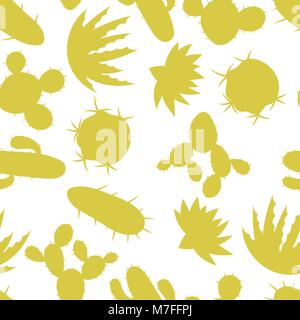 Cactuses and plants stylized natural seamless pattern Stock Vector
