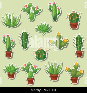 Cactuses and plants abstract natural seamless pattern Stock Vector