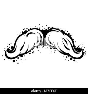 Hipster black mustache in line art style Stock Vector