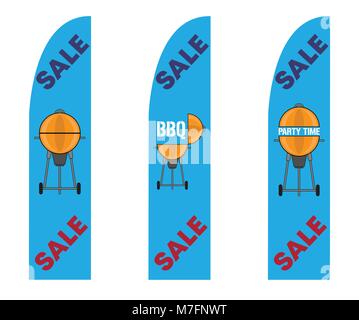 Straight Feather Flags for BBQ Party Sale. All the objects are in different layers and the text types do not need any font. Stock Vector
