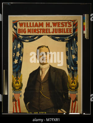A promotional image or poster for William H. West's Big Minstrel Jubilee, a minstrel show that was part of American entertainment history. Stock Photo