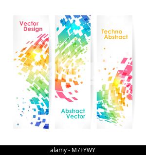 Abstract multicolored geometric background, set of banners Stock Vector