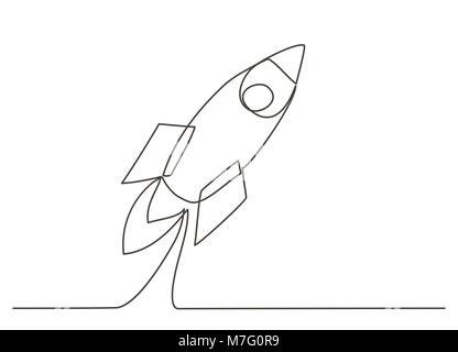Rocket One line drawing Stock Vector