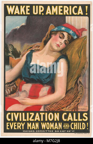Wake up America! Civilization calls every man, woman and child! - James Montgomery Flagg. LCCN91726511 Stock Photo