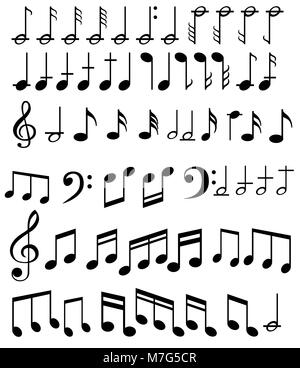 Music note background with different music symbols Stock Photo